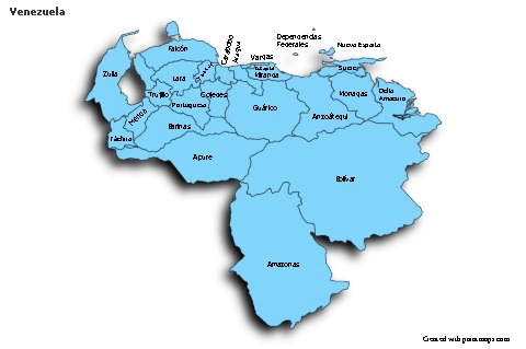 Sample Maps for Venezuela (blue,shadowy)