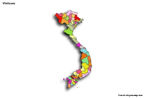 Sample Maps for Vietnam (colored,shadowy)