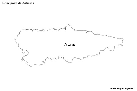 Contoh Peta untuk Principado de Asturias (hitam-putih)