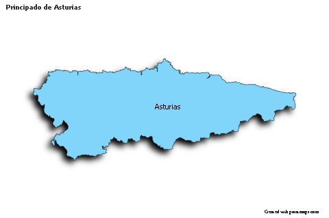 Contoh Peta untuk Principado de Asturias (biru,bayangan)