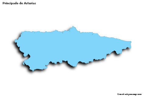 Contoh Peta untuk Principado de Asturias (biru,garis luar,bayangan)