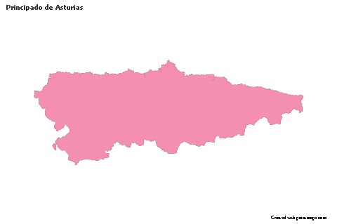 Contoh Peta untuk Principado de Asturias (merah jambu,garis besar)