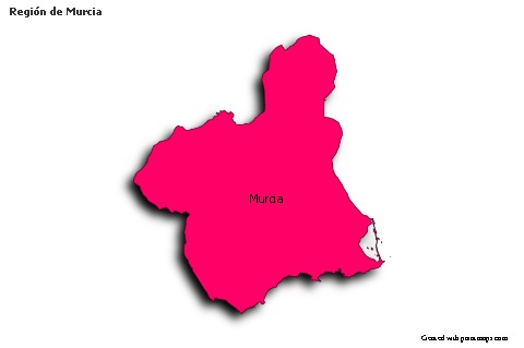 Contoh Peta untuk Región de Murcia (berwarna,bayangan)