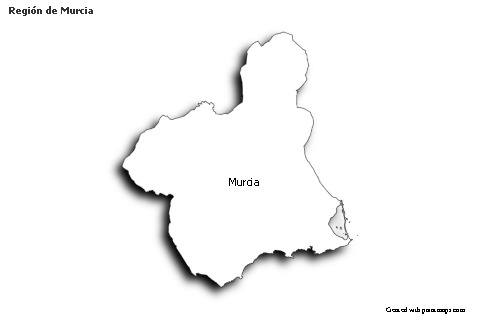 Contoh Peta untuk Región de Murcia (hitam-putih,bayangan)