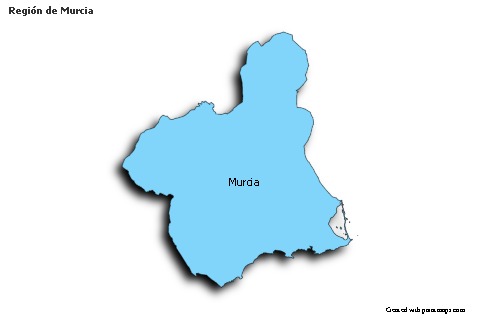 Contoh Peta untuk Región de Murcia (biru,bayangan)