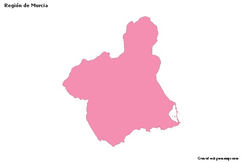 Contoh Peta untuk Región de Murcia (merah jambu,garis besar)