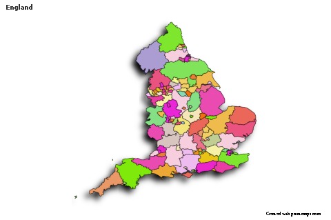 Contoh Peta untuk England (berwarna,bayangan)