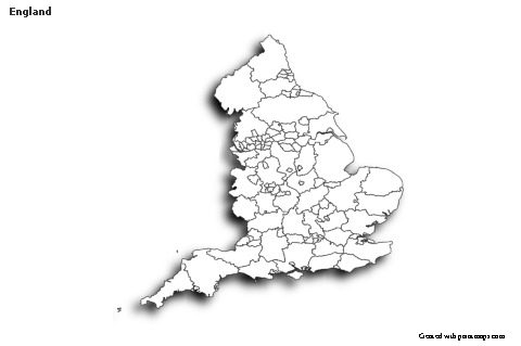 Contoh Peta untuk England (hitam-putih,bayangan)
