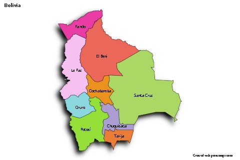 Mapas de muestra para Bolivia (coloreado,sombrío)