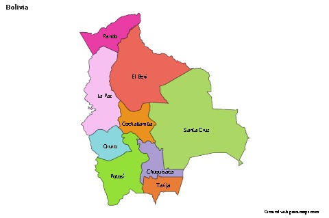 Mapas de muestra para Bolivia (coloreado)