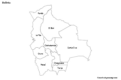 Mapas de muestra para Bolivia (blanco-negro)