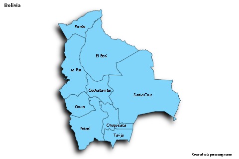 Mapas de muestra para Bolivia (azul,sombrío)