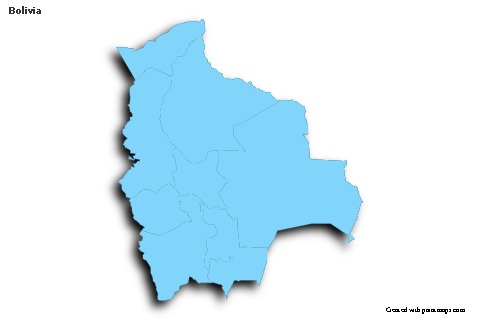 Mapas de muestra para Bolivia (azul,contorno,sombrío)