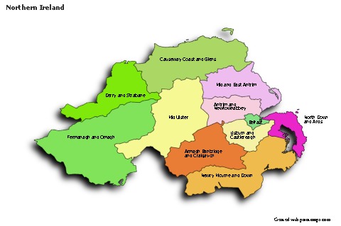 Sample Maps for Northern Ireland (colored,shadowy)