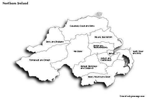 Sample Maps for Northern Ireland (black-white,shadowy)