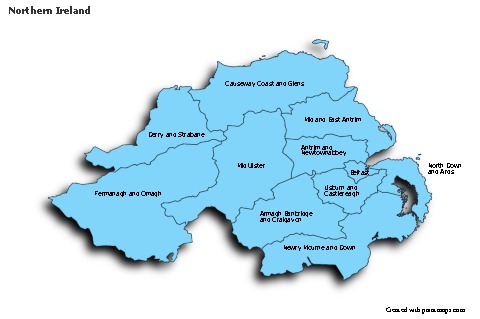 Sample Maps for Northern Ireland (blue,shadowy)