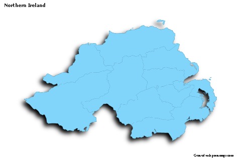 Sample Maps for Northern Ireland (blue,outline,shadowy)
