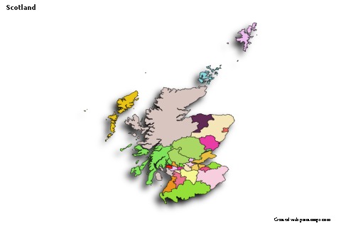 Scotland için Örnek Haritalar (renkli,gölgeli)