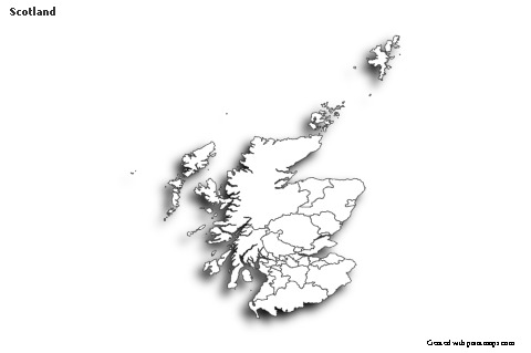 Scotland için Örnek Haritalar (siyah-beyaz,gölgeli)