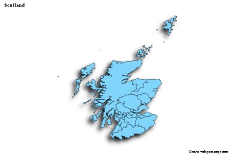 Scotland için Örnek Haritalar (mavi,gölgeli)