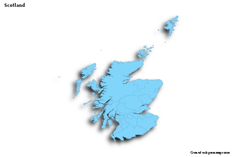 Scotland için Örnek Haritalar (mavi,anahat,gölgeli)