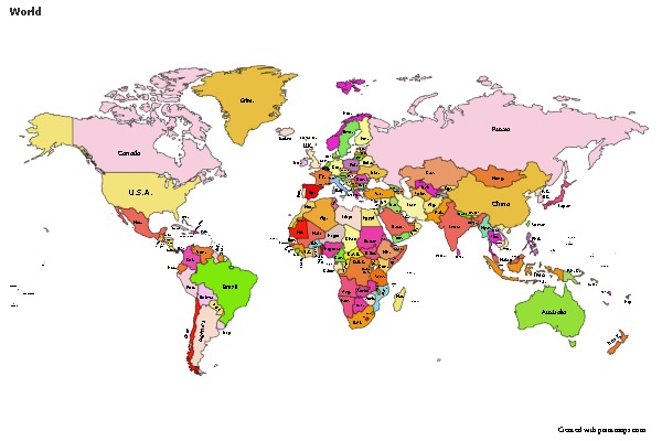 Sample Maps for World (colored)