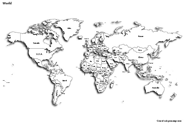 Sample Maps for World (black-white,shadowy)
