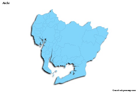 Mapas de muestra para Aichi (azul,contorno,sombrío)