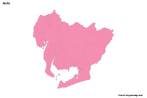 Mapas de muestra para Aichi (rosa,contorno)