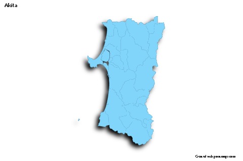 Contoh Peta untuk Akita (biru,garis luar,bayangan)