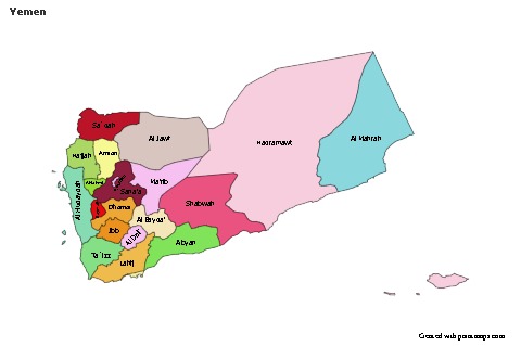 Yemen için Örnek Haritalar (renkli)