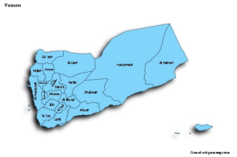 Yemen için Örnek Haritalar (mavi,gölgeli)