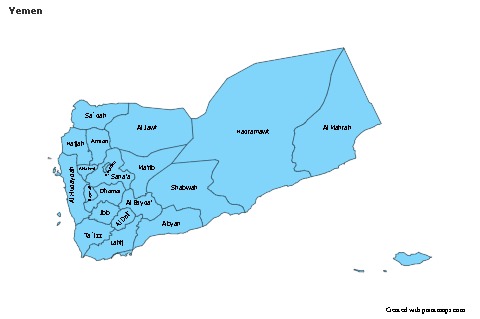 Yemen için Örnek Haritalar (mavi)