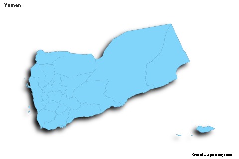 Yemen için Örnek Haritalar (mavi,anahat,gölgeli)