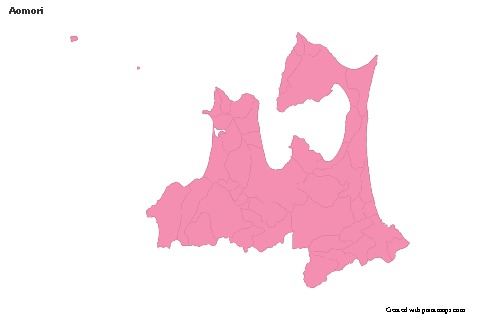 Mapas de muestra para Aomori (rosa,contorno)