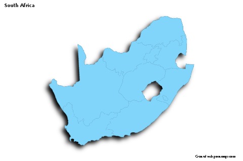 Contoh Peta untuk Afrika Selatan (biru,garis luar,bayangan)
