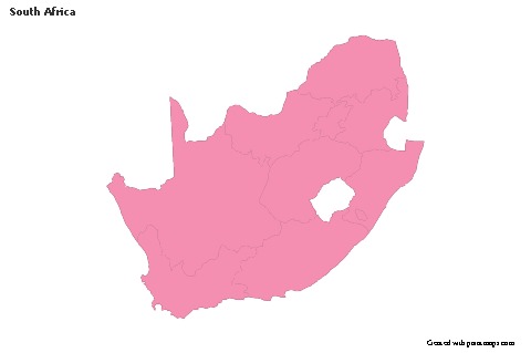 Contoh Peta untuk Afrika Selatan (merah jambu,garis besar)
