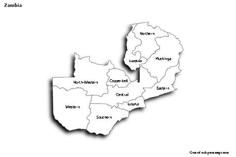 Sample Maps for Zambia (black-white,shadowy)