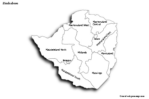 Sample Maps for Zimbabwe (black-white,shadowy)