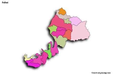 Mapas de muestra para Fukui (coloreado,sombrío)