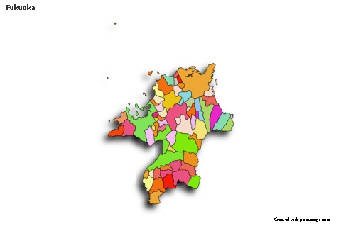 Contoh Peta untuk Fukuoka (berwarna,bayangan)