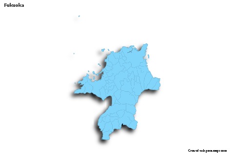 Contoh Peta untuk Fukuoka (biru,garis luar,bayangan)