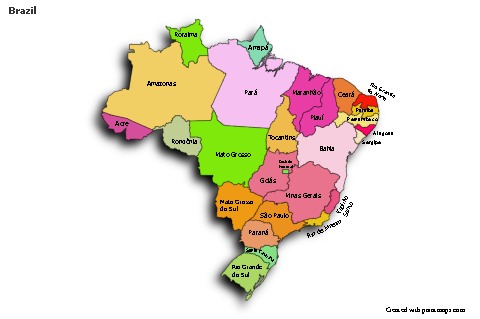 Mapas de muestra para Brasil (coloreado,sombrío)