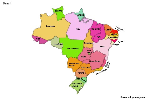 Mapas de muestra para Brasil (coloreado)