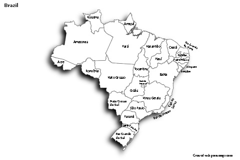 Mapas de muestra para Brasil (blanco-negro,sombrío)