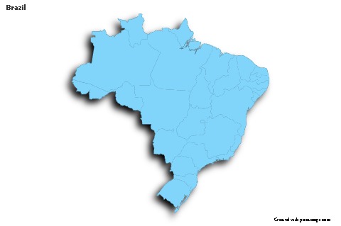 Mapas de muestra para Brasil (azul,contorno,sombrío)