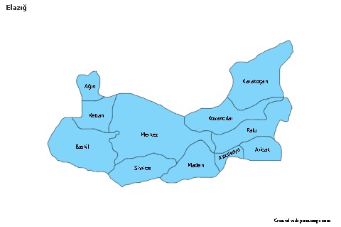 Elazığ için Örnek Haritalar (mavi)