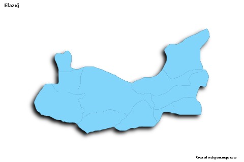 Elazığ için Örnek Haritalar (mavi,anahat,gölgeli)