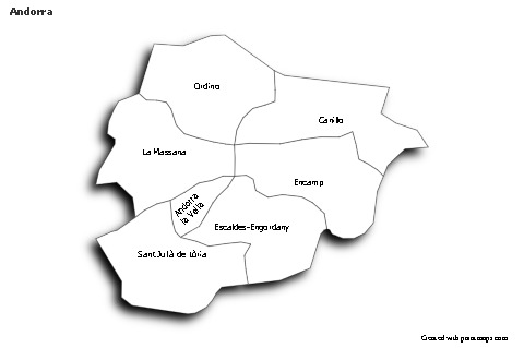 Sample Maps for Andorra (black-white,shadowy)