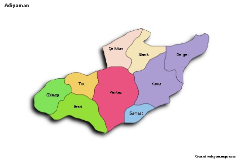 Sample Maps for Adiyaman (colored,shadowy)